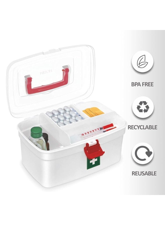MILTON Plastic Medicine Box, First Aid Box, Detachable Tray with Handle, Emergency Indoor Outdoor Medical Utility Cabinet Organizer, Transparent, Portable & Lockable Container, White - Image 3
